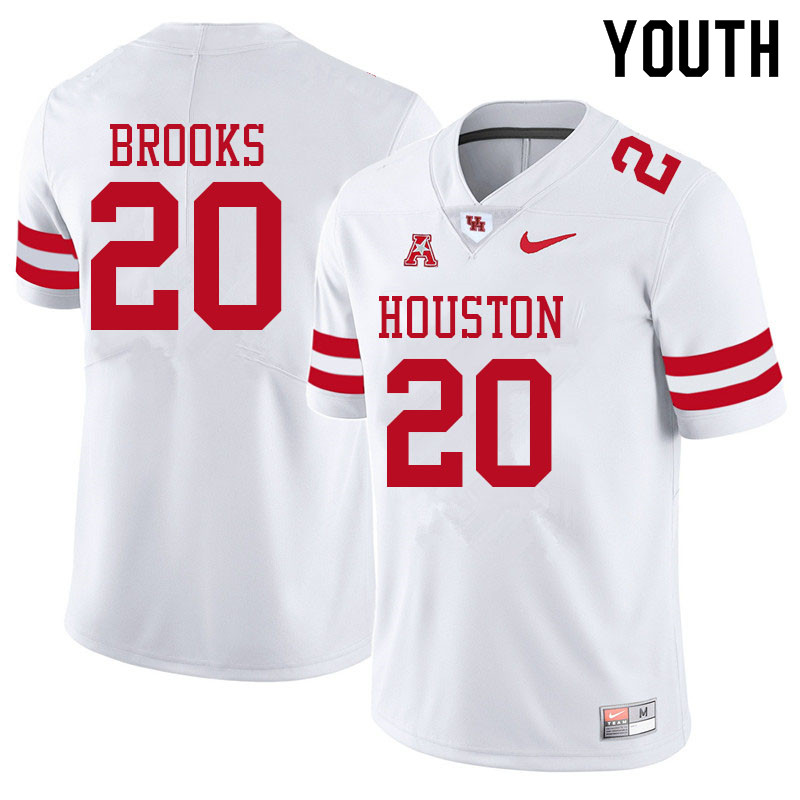 Youth #20 Antonio Brooks Houston Cougars College Football Jerseys Sale-White - Click Image to Close